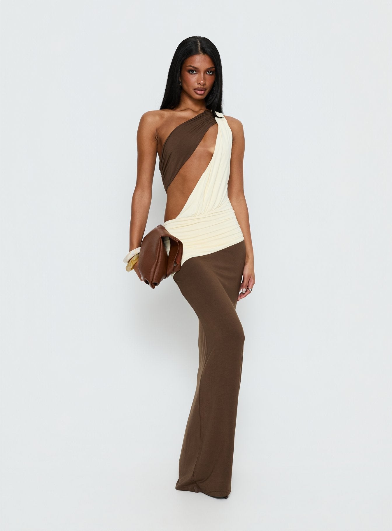 Loletta Draped One Shoulder Maxi Dress