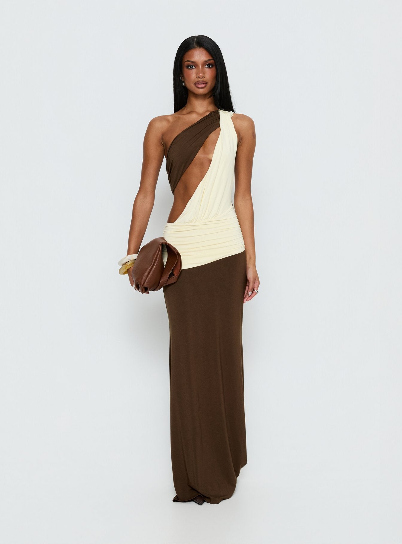 Loletta Draped One Shoulder Maxi Dress